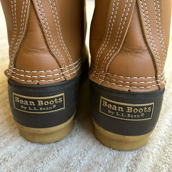 LL BEAN Bean Boots Women's Waterproof Duck 175064 USA Brown 8&quot; Leather Size 9