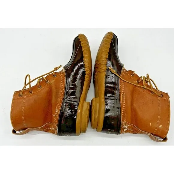 LL BEAN Boot Women's Waterproof Duck Size: 7LM, 175064 USA Brown 8&quot; Leather USA