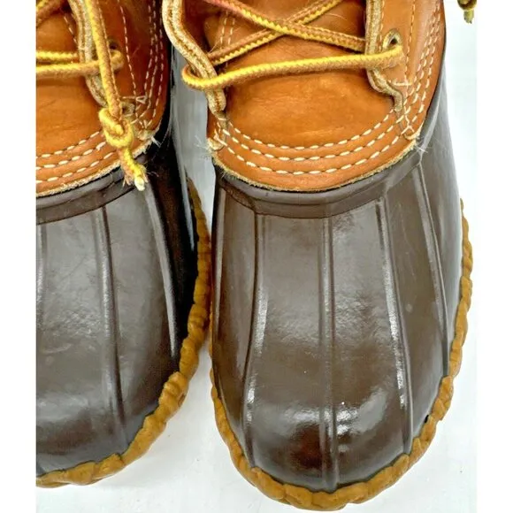 LL BEAN Boot Women's Waterproof Duck Size: 7LM, 175064 USA Brown 8&quot; Leather USA