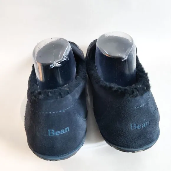 L.L. Bean ID301052 Blue Suede Mountain Slipper Fleece Lined Slip On Mens 10 M