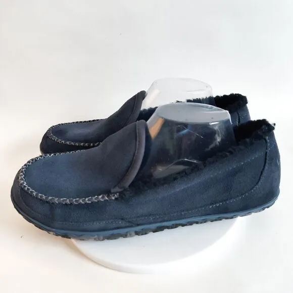 L.L. Bean ID301052 Blue Suede Mountain Slipper Fleece Lined Slip On Mens 10 M