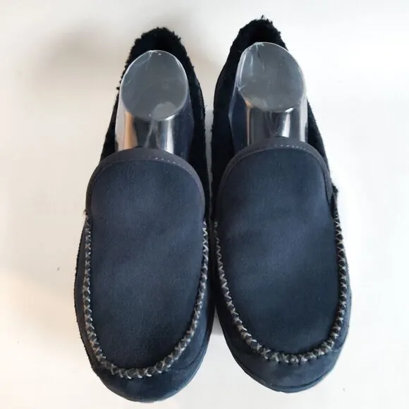 L.L. Bean ID301052 Blue Suede Mountain Slipper Fleece Lined Slip On Mens 10 M