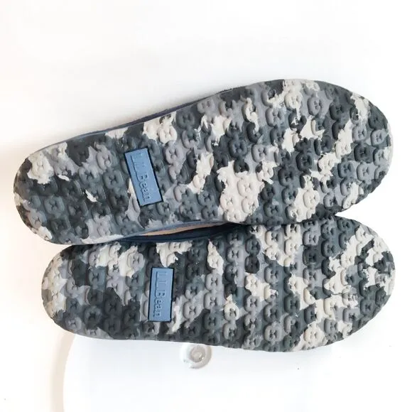L.L. Bean ID301052 Blue Suede Mountain Slipper Fleece Lined Slip On Mens 10 M