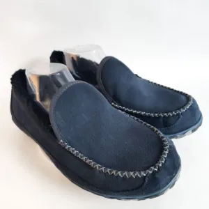 L.L. Bean ID301052 Blue Suede Mountain Slipper Fleece Lined Slip On Mens 10 M