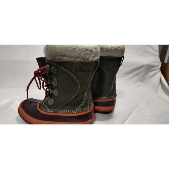 LL Bean Waterproof Winter Pac‎ Boots Rubber &amp; Suede 295601 Big Kids Size 4
