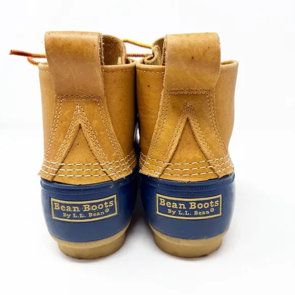 LL BeanNavy/Tan Bean Boots Women's Size 7 Lace Up Waterproof Duck Boot Style