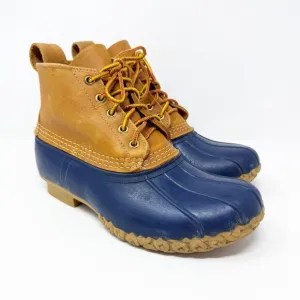 LL BeanNavy/Tan Bean Boots Women's Size 7 Lace Up Waterproof Duck Boot Style