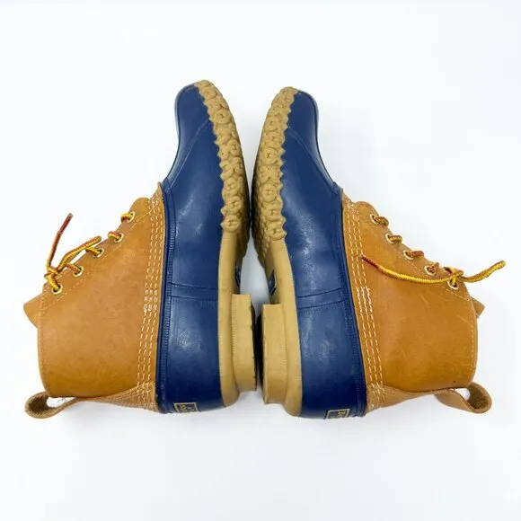 LL BeanNavy/Tan Bean Boots Women's Size 7 Lace Up Waterproof Duck Boot Style