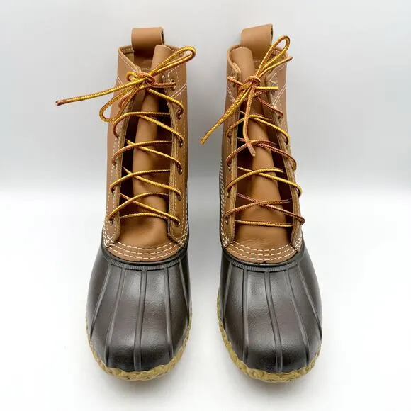 L.L.Bean Womens 8&quot; Bean Duck Boots US 7 M EU 38 Tan Black Waterproof NIB