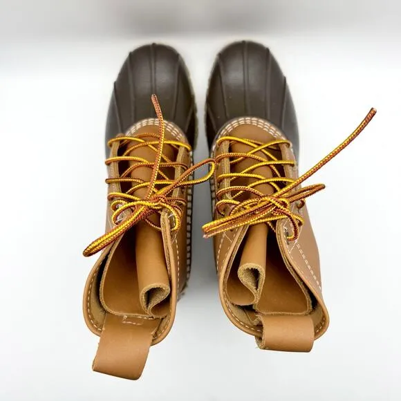 L.L.Bean Womens 8&quot; Bean Duck Boots US 7 M EU 38 Tan Black Waterproof NIB