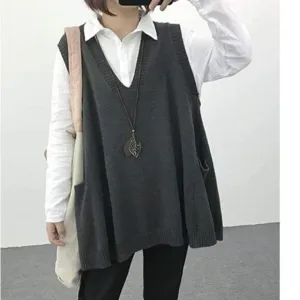 Loose Swing Chunky Cotton Sweater Vests Oversized