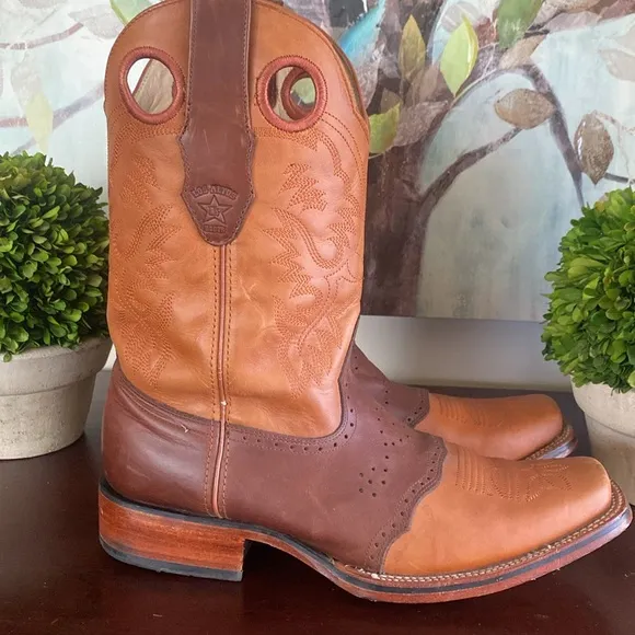 LOS ALTOS 🍯HONEY🍯 SQUARE TOE 💯%GENUINE LEATHER  COWBOY BOOTS SIZE 11🌟EUC🌟