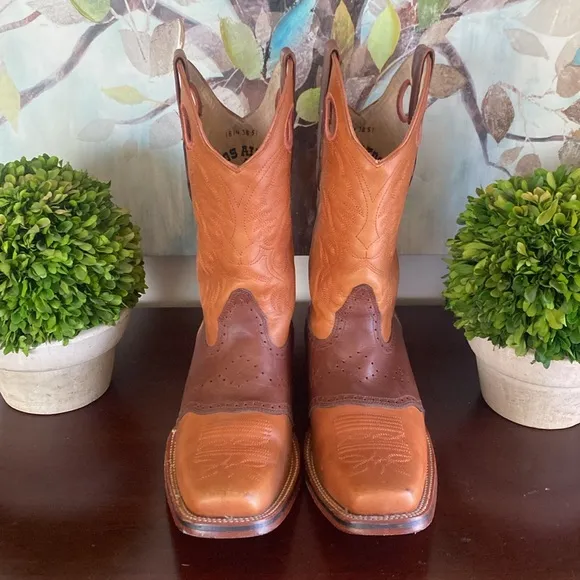 LOS ALTOS 🍯HONEY🍯 SQUARE TOE 💯%GENUINE LEATHER  COWBOY BOOTS SIZE 11🌟EUC🌟