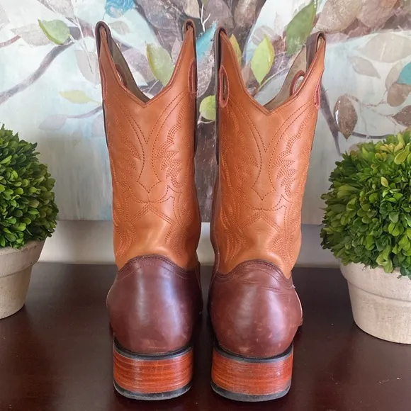 LOS ALTOS 🍯HONEY🍯 SQUARE TOE 💯%GENUINE LEATHER  COWBOY BOOTS SIZE 11🌟EUC🌟