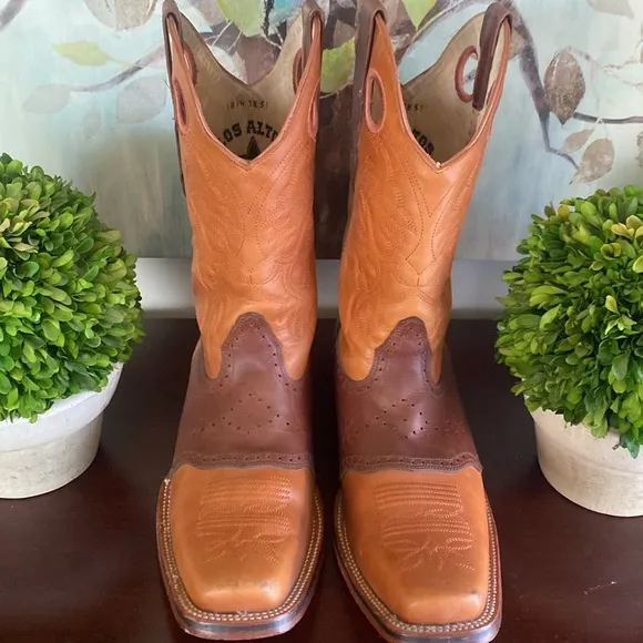 LOS ALTOS 🍯HONEY🍯 SQUARE TOE 💯%GENUINE LEATHER  COWBOY BOOTS SIZE 11🌟EUC🌟