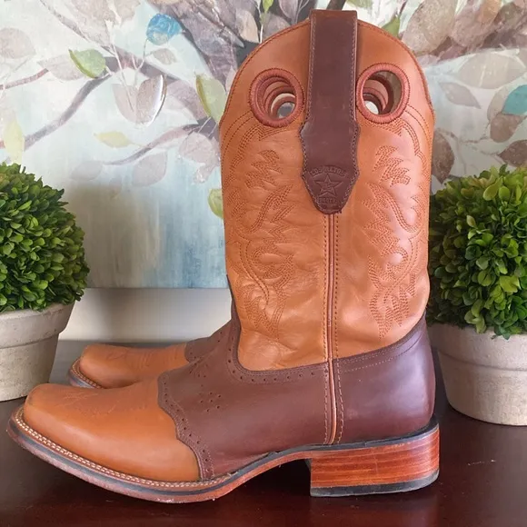 LOS ALTOS 🍯HONEY🍯 SQUARE TOE 💯%GENUINE LEATHER  COWBOY BOOTS SIZE 11🌟EUC🌟