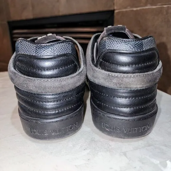 LOUIS VUITTON ACE Sz 7 LV Logo Lace Up Black White Hype Trainer Sneakers Shoes