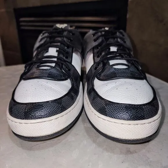 LOUIS VUITTON ACE Sz 7 LV Logo Lace Up Black White Hype Trainer Sneakers Shoes