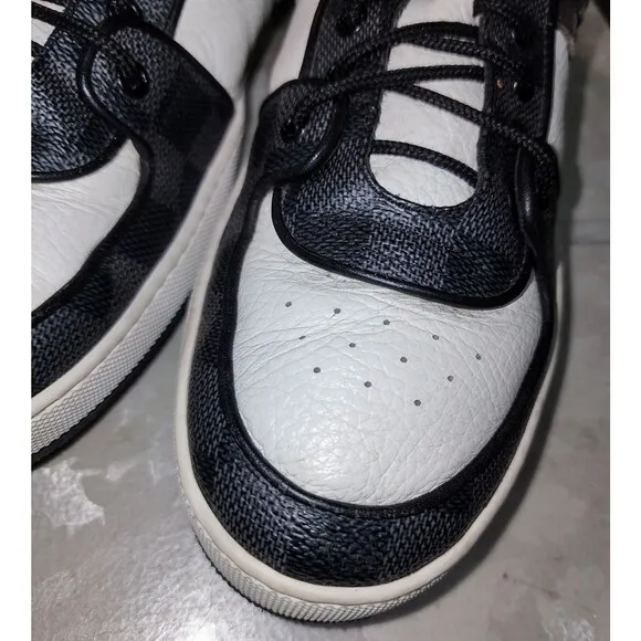 LOUIS VUITTON ACE Sz 7 LV Logo Lace Up Black White Hype Trainer Sneakers Shoes