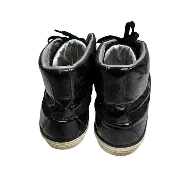 Louis Vuitton Suede Trim Black Patent Leather High Top Sneakers 8
