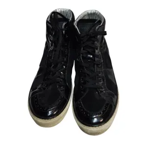 Louis Vuitton Suede Trim Black Patent Leather High Top Sneakers 8