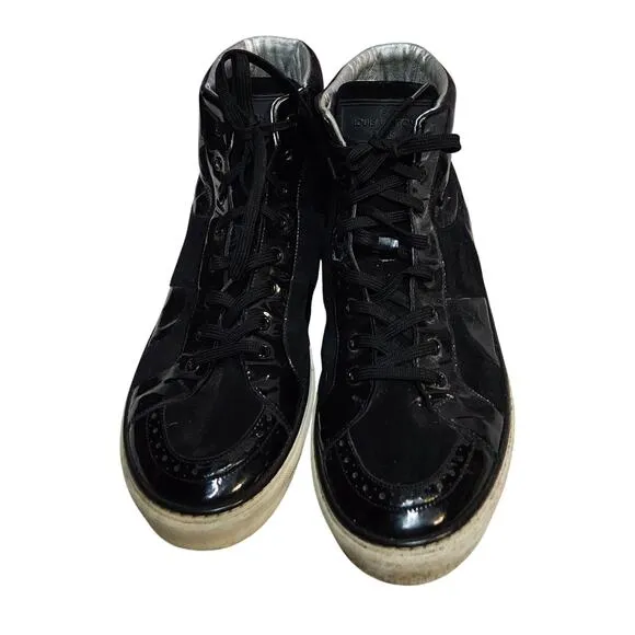 Louis Vuitton Suede Trim Black Patent Leather High Top Sneakers 8