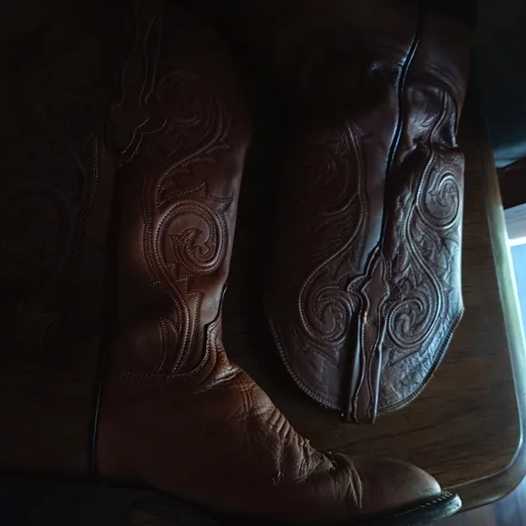 Lucchese Brown Cowboy Western Boots Square Toe 8D