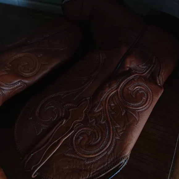 Lucchese Brown Cowboy Western Boots Square Toe 8D