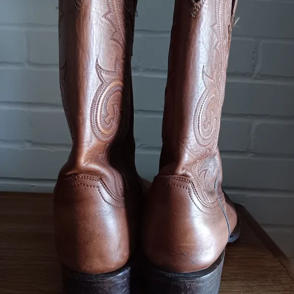Lucchese Brown Cowboy Western Boots Square Toe 8D