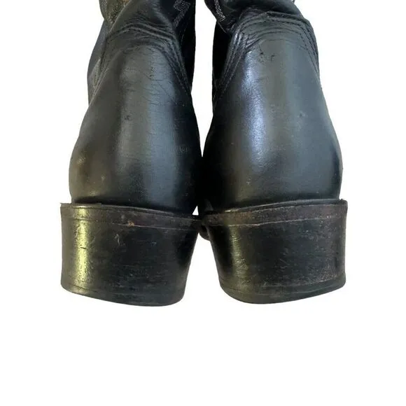 Lucchese Mens Black Leather Pointed Toe Cowboy Western Boots Sz 10.5