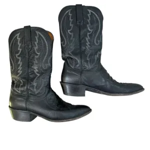 Lucchese Mens Black Leather Pointed Toe Cowboy Western Boots Sz 10.5