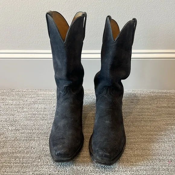 Lucchese Steel Grey N1699 Livingston Suede Cowboy Boots