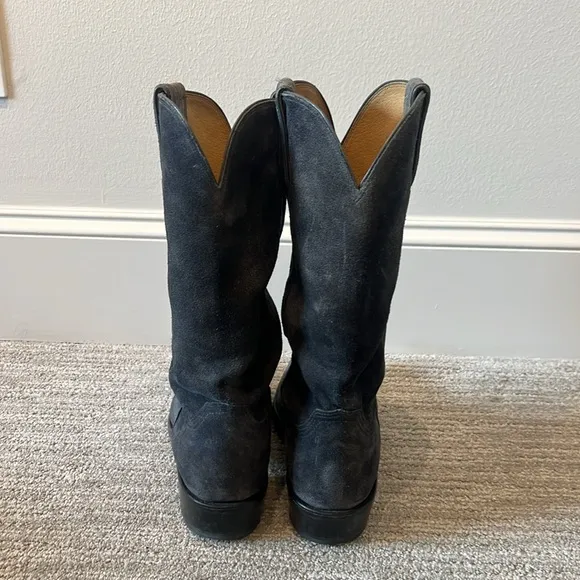 Lucchese Steel Grey N1699 Livingston Suede Cowboy Boots
