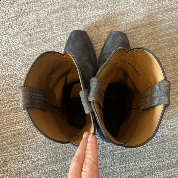 Lucchese Steel Grey N1699 Livingston Suede Cowboy Boots