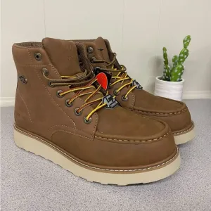 Lugz Monterey Brown Steel Toe Boots Mens Sz 9.5 Wide Work Slip Resistant