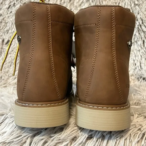 Lugz Monterey Brown Steel Toe Boots Mens Sz 9.5 Wide Work Slip Resistant