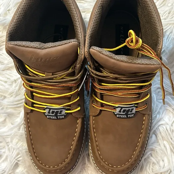Lugz Monterey Brown Steel Toe Boots Mens Sz 9.5 Wide Work Slip Resistant