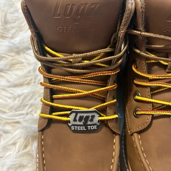 Lugz Monterey Brown Steel Toe Boots Mens Sz 9.5 Wide Work Slip Resistant
