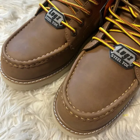 Lugz Monterey Brown Steel Toe Boots Mens Sz 9.5 Wide Work Slip Resistant
