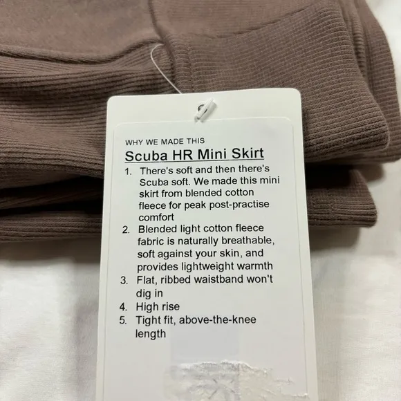 Lululemon Scuba HR Mini Skirt TPTC Tauptastic Tan Beige Women’s Size M
