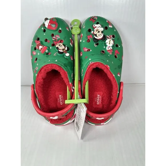 M5/W7 Disney Fleece Lined Mickey Minnie Holiday Christmas Crocs Clogs 2024 NEW