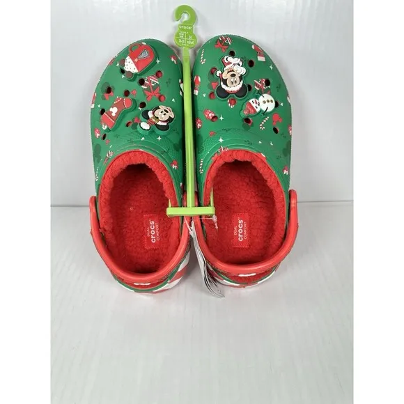 M6/W8 Disney Fleece Lined Mickey Minnie Holiday Christmas Crocs Clogs 2024 NEW