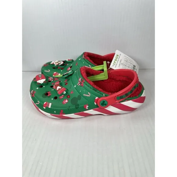 M6/W8 Disney Fleece Lined Mickey Minnie Holiday Christmas Crocs Clogs 2024 NEW