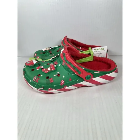 M9/W11 Disney Fleece Lined Mickey Minnie Holiday Christmas Crocs Clogs 2024 NEW
