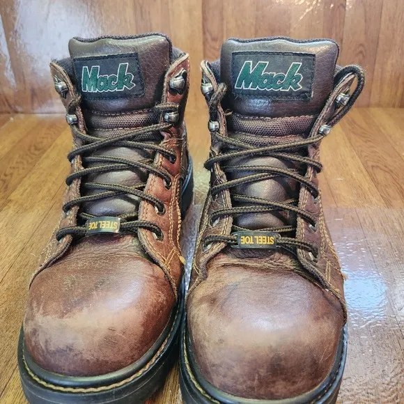 Mack Boots Mens Size 7 Steel Toe Gorman Work Shoes Leather Upper Brown