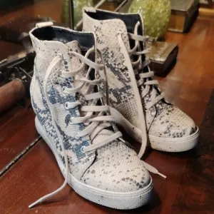 Madden Girl Gray and White Sneakers with High-Top Design