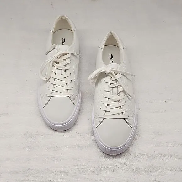 😎MADEWEL SIDEWALK LOWTOP WHITE LEATHER UNISEX SNEAKERS MENS 7.5 LADIES 9 NWOB