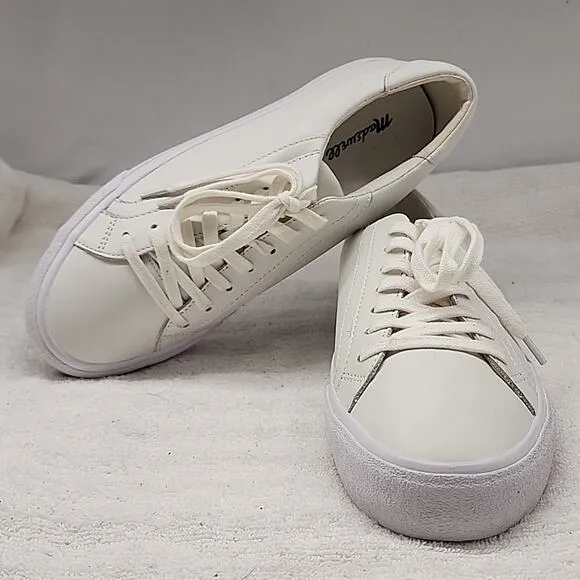 😎MADEWEL SIDEWALK LOWTOP WHITE LEATHER UNISEX SNEAKERS MENS 7.5 LADIES 9 NWOB