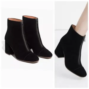 Madewell The Amalia Zip Chunky-Heeled Suede Short Boots in Black Size US 9.5