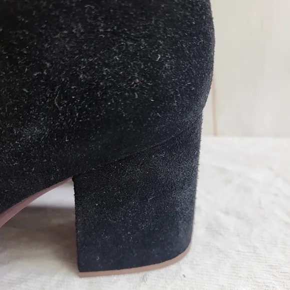Madewell The Amalia Zip Chunky-Heeled Suede Short Boots in Black Size US 9.5